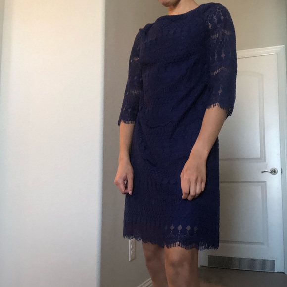 Eliza J Quarter Sleeve Lace Dress (Sold in Purple) - Picture 5 of 6